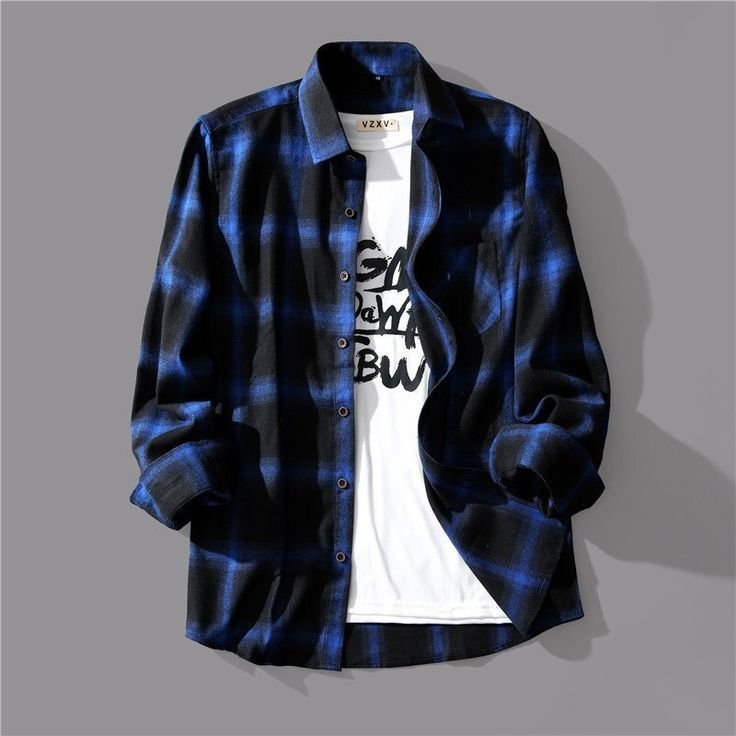 Dark Blue & White Cotton Shirt